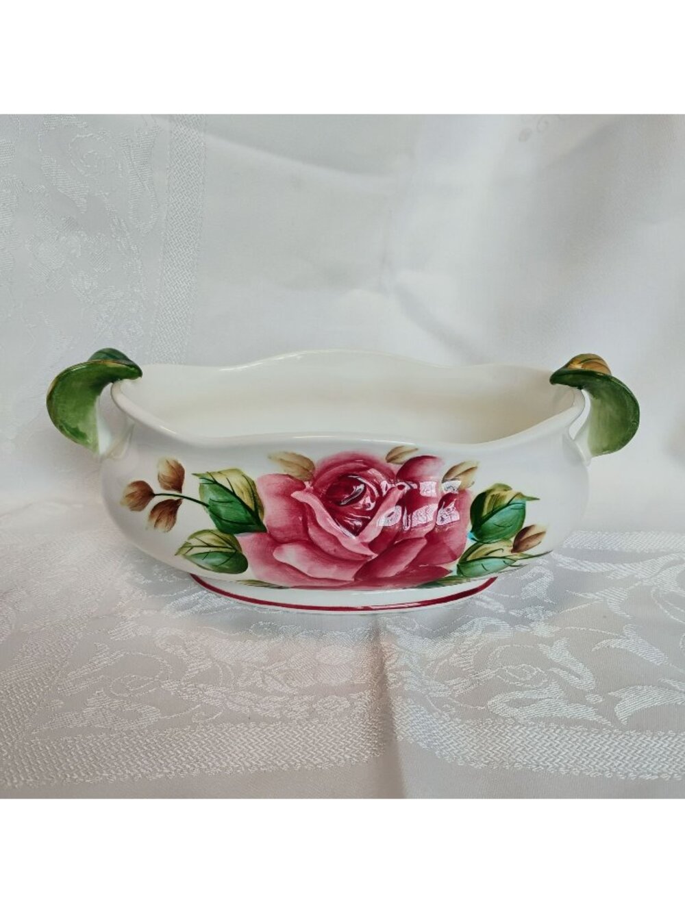 Vintage Lefton Americana Rose Centerpiece Bowl or Planter, Cottagecore Decor